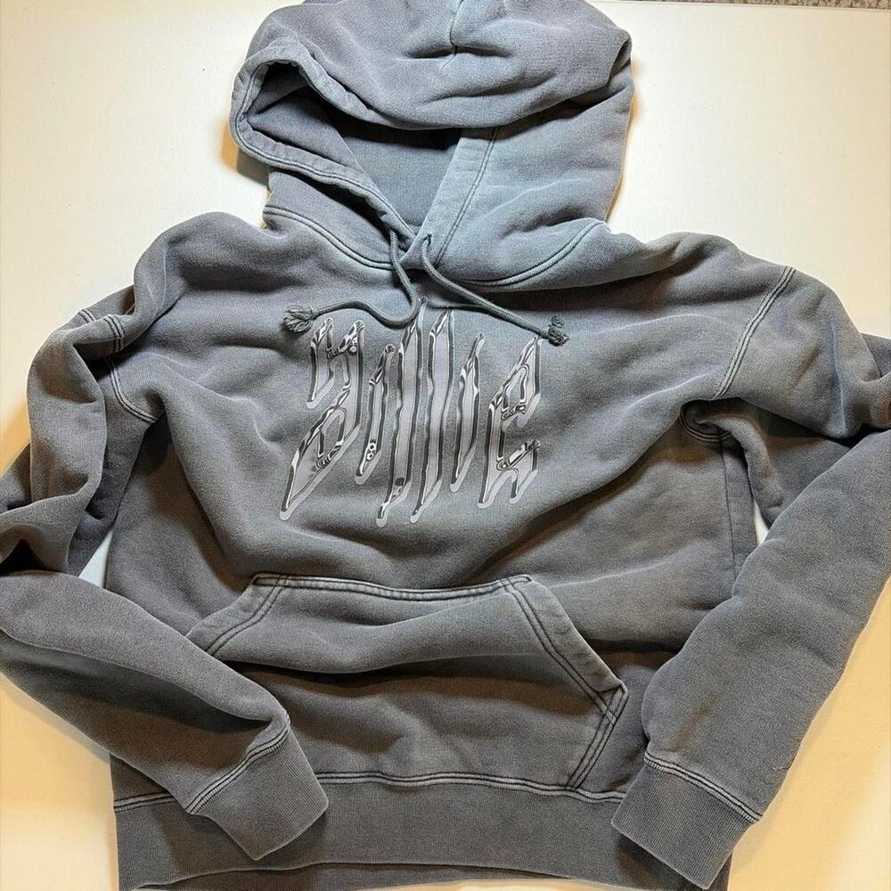 Nike Men's Grey and Blue Hoodie